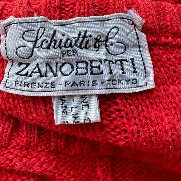 Vintage 80’s Cotton Linen Blend ZANOBETTI Windowpane Sweater in Red - Picture 8 of 8